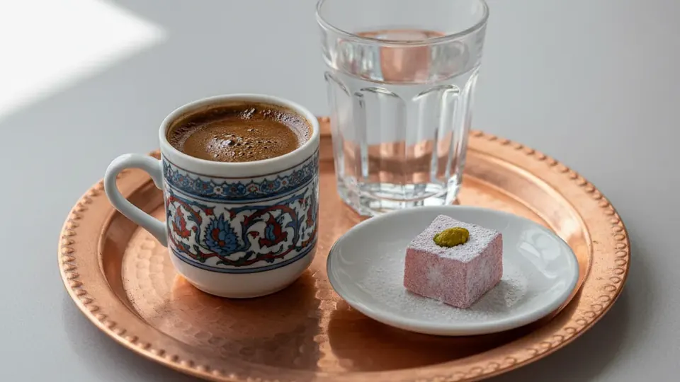 Fincanda köpüklü Türk kahvesi