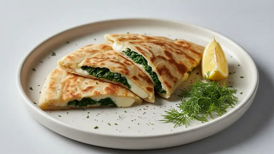 Sac üzerinde pişmiş peynirli gözleme