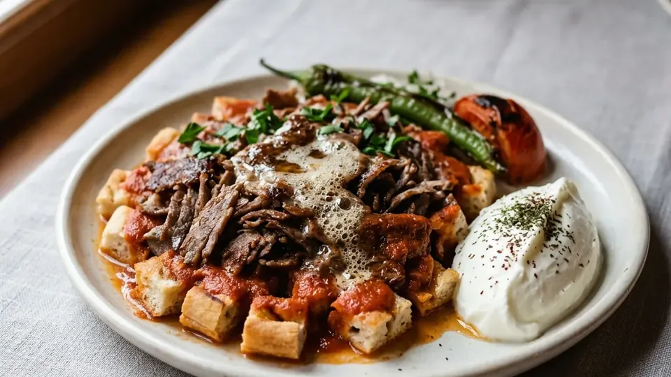 Tabakta yoğurtlu İskender kebap