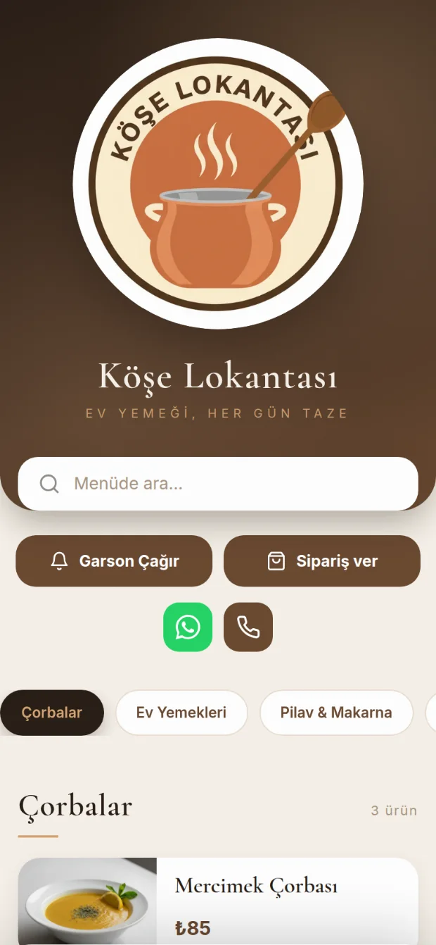 Köşe Lokantası menüsü, Klasik teması